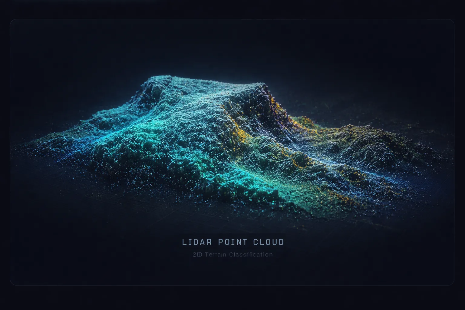 LiDAR point cloud terrain visualization — dense 3D scan data with elevation coloring